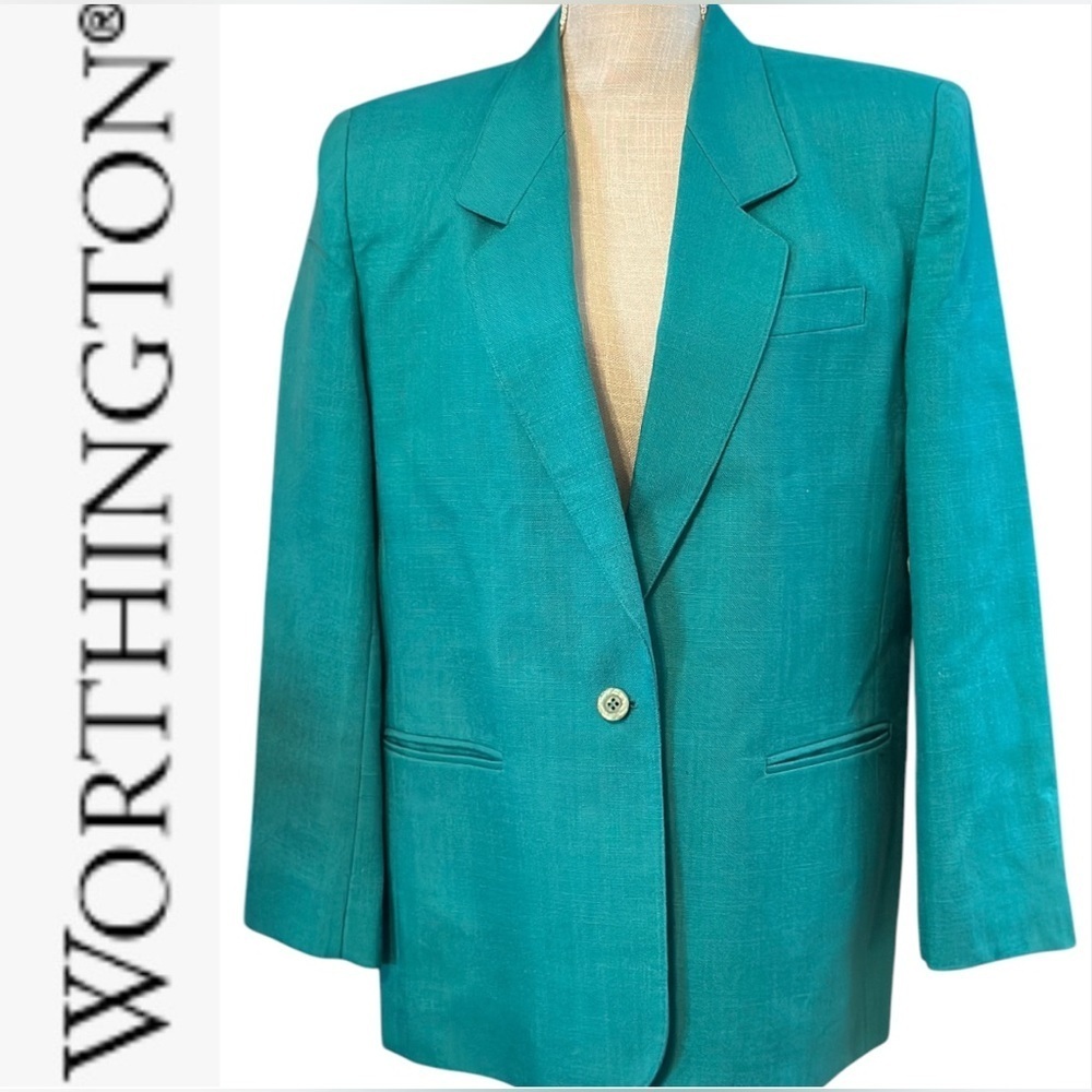 Worthington Green Jacket for Women Vintage Sz 14 EUC